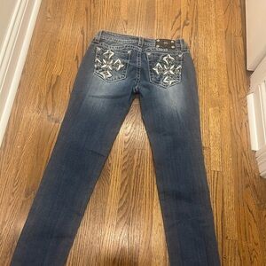 Women's Blue Jeans with Embellished Pockets